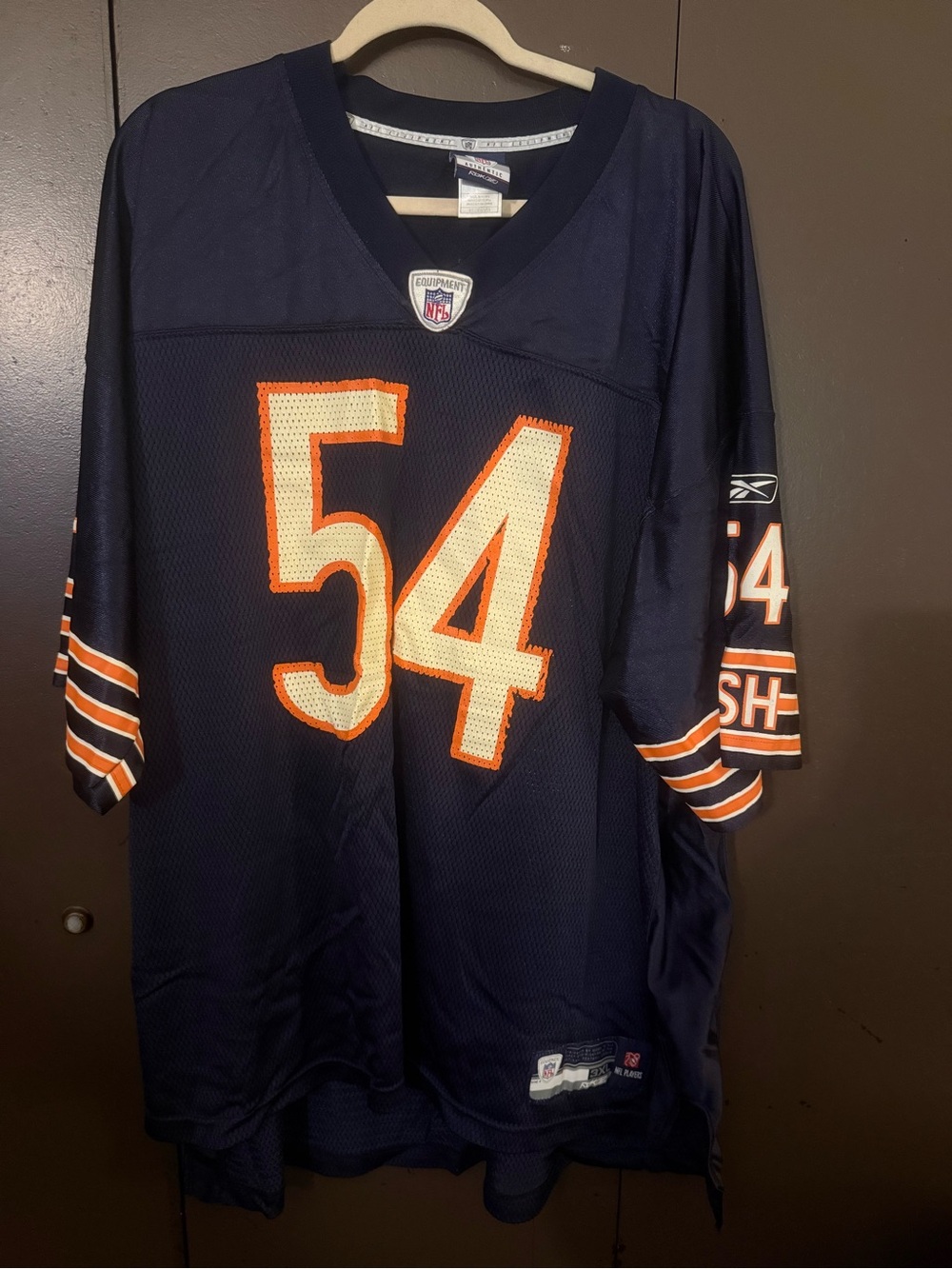 Reebok Men’s Navy Football Jersey with Orange and Cream Urlacher #54